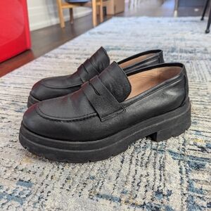 L'intervalle black leather chunky loafers